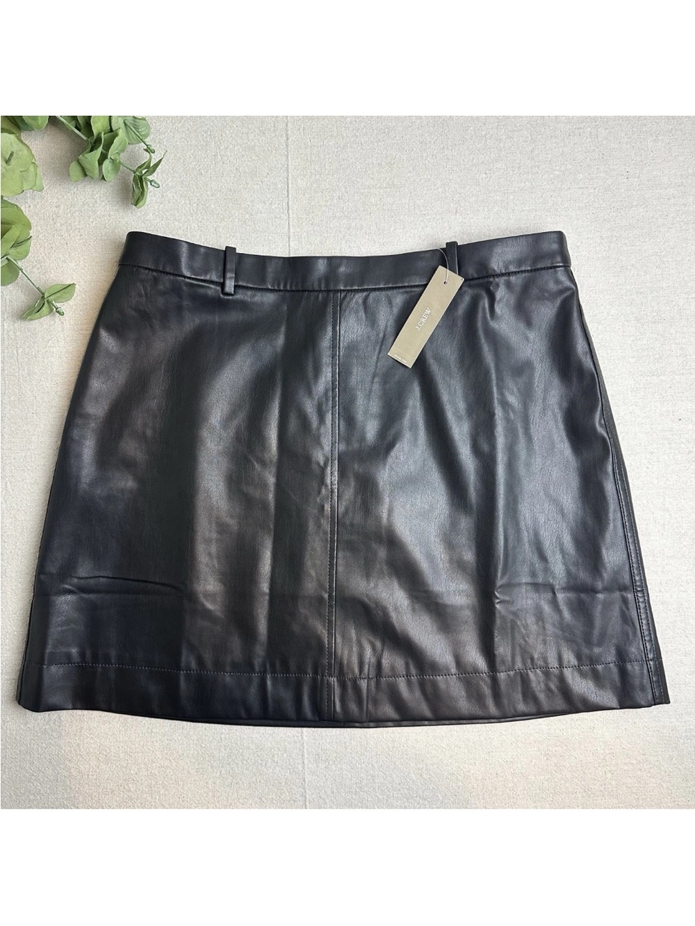 J. Crew Faux Leather Trouser Mini Skirt Black BU209 NWT